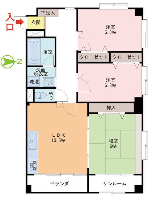 モンテハイム(3LDK/2階)の間取り写真