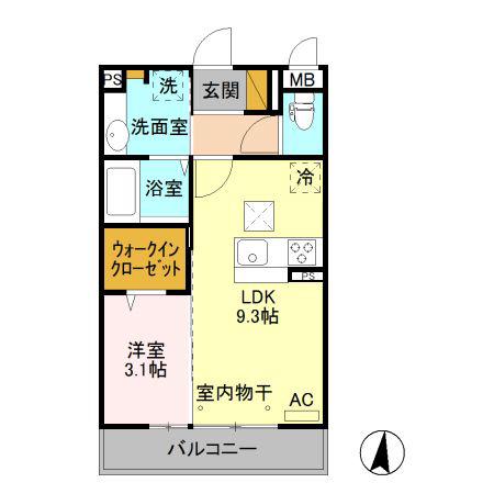 コンフィデンス(1LDK/1階)の間取り写真