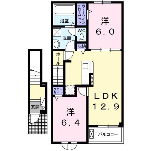 ブローテKSIV(2LDK/2階)の間取り写真