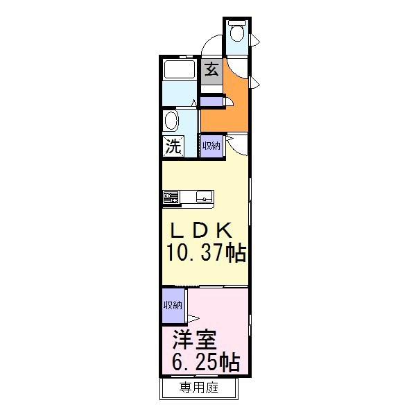 VILLA LUCKINA (1LDK/1階)の間取り写真