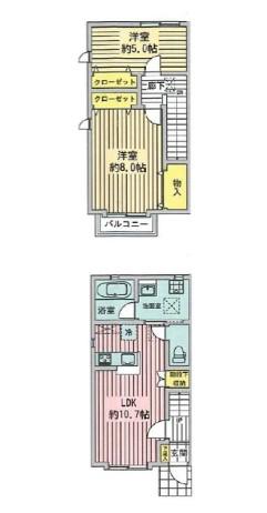 メゾン八千代 東棟(2LDK/1階)の間取り写真