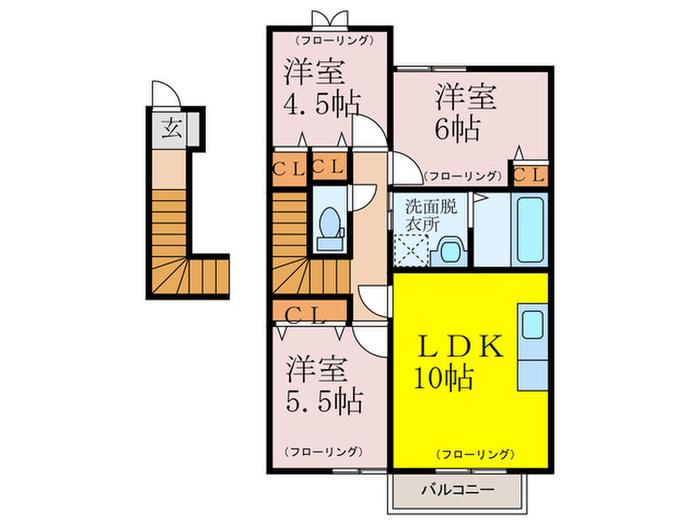 エスコート小倉(3LDK/2階)の間取り写真