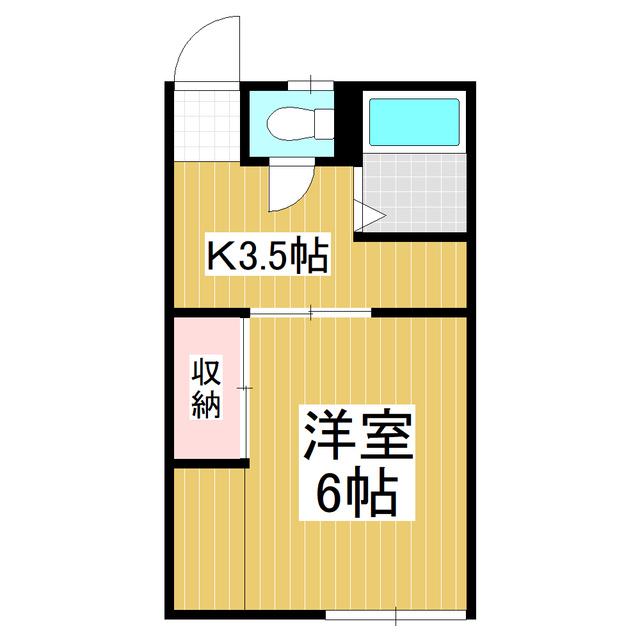 DSハイツ沢村 南(1K/2階)の間取り写真