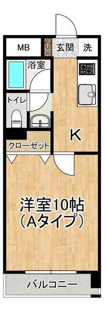 グレース春日III(1K/4階)の間取り写真