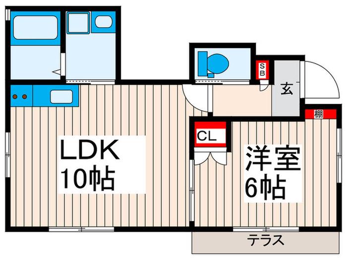 サンハウス(1LDK/1階)の間取り写真