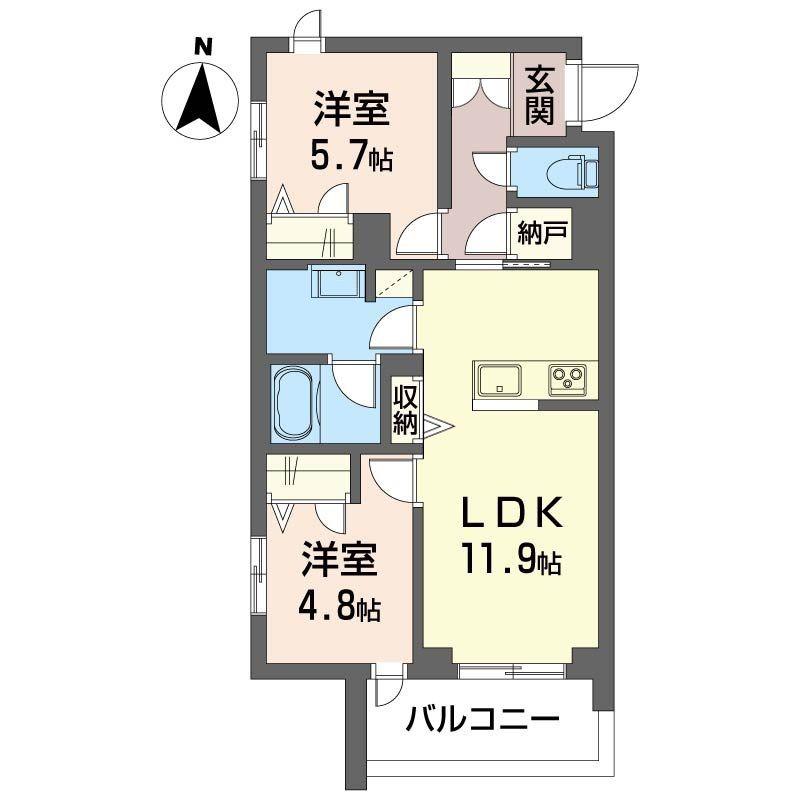 テラ ヴェルテ(2LDK/2階)の間取り写真