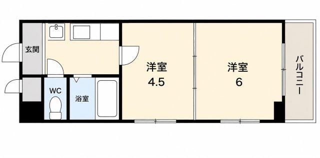 RIORA塚本I・II(1DK/4階)の間取り写真