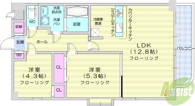 ガーデンロッジⅡ(1SLDK/4階)の間取り写真