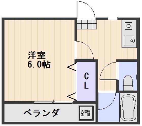 ル・クール瀬戸II棟(1K/2階)の間取り写真