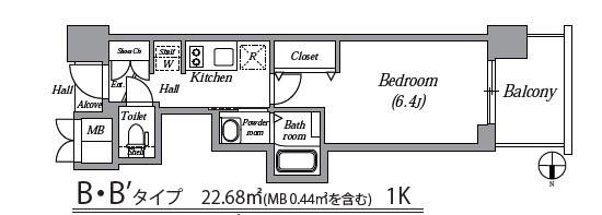 エステムコート名古屋平安通クチュール(1K/11階)の間取り写真