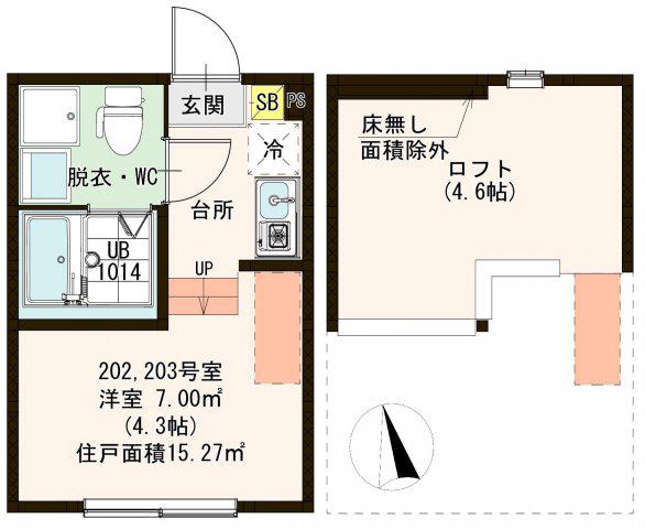 ミアンジェプレミア(ワンルーム/2階)の間取り写真