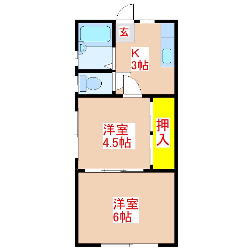 大崎アパート(2K/1階)の間取り写真