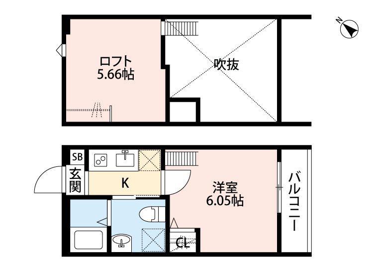 ティモアール東川口(1K/1階)の間取り写真