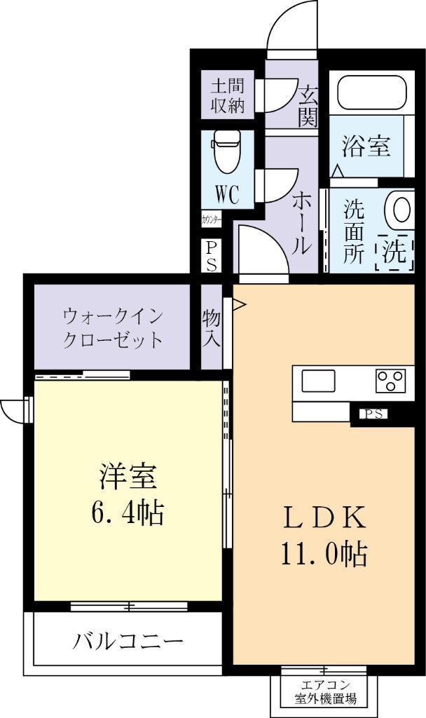 アルフラット K(1LDK/2階)の間取り写真