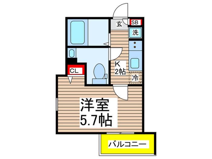 アルコバレーノ(1K/2階)の間取り写真