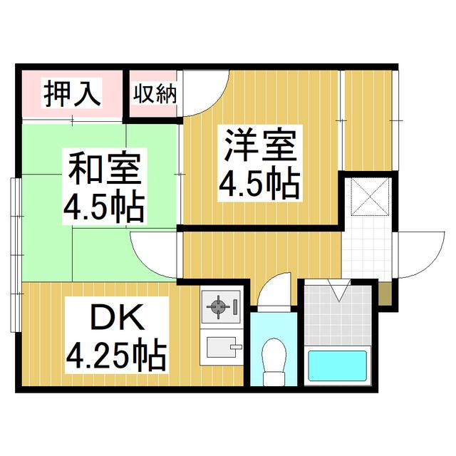 サンアップル(1LDK/1階)の間取り写真