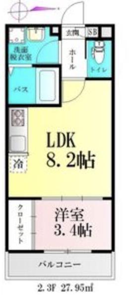 春ひなたのルミーナ(1LDK/2階)の間取り写真