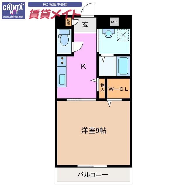 グラン西松イースト(1K/2階)の間取り写真