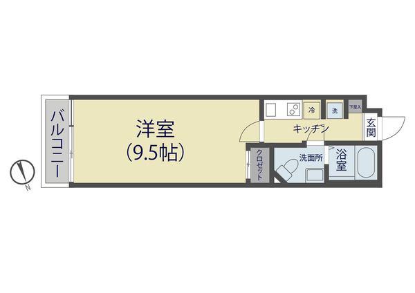 CIEL BLUE谷塚(1K/3階)の間取り写真
