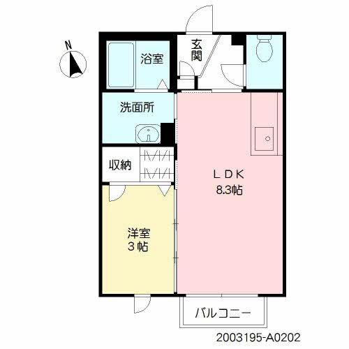 ヒルズ上野(1LDK/2階)の間取り写真