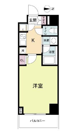 QCフラット北堀江(1K/3階)の間取り写真