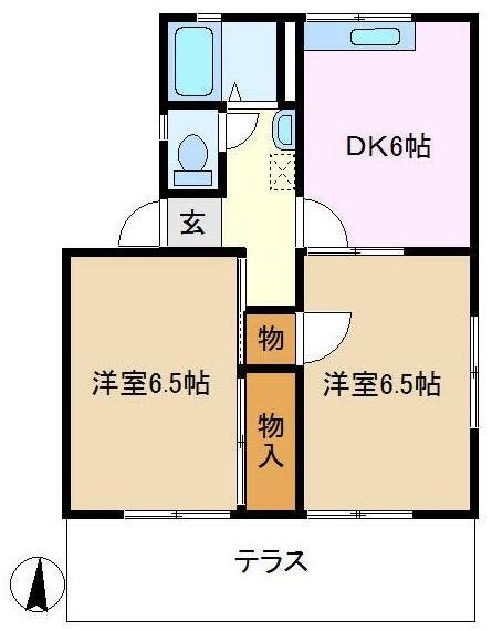 キャステールマルトクA(2DK/1階)の間取り写真