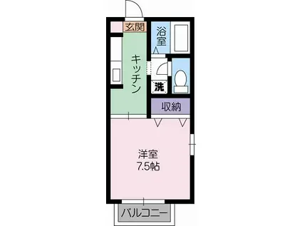 グランデールA棟(1K/2階)の間取り写真