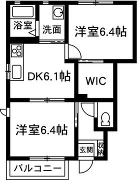 エズ・ヴィラージュA(2DK/1階)の間取り写真