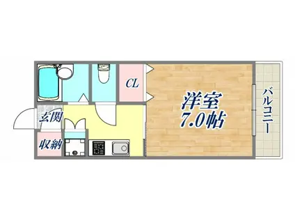 ケイズキューブ(1K/4階)の間取り写真