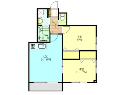 パークハイツ(2LDK/2階)の間取り写真