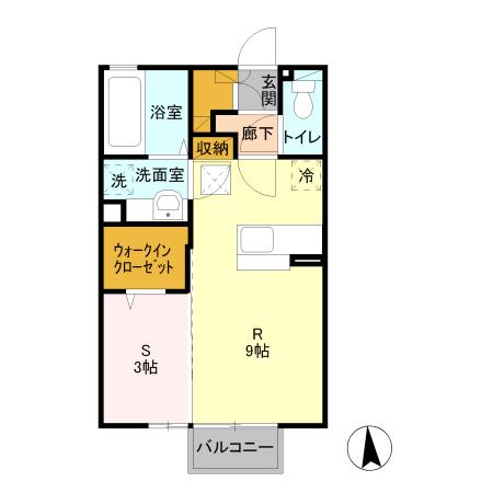 ブラウ バウム B(1LDK/2階)の間取り写真