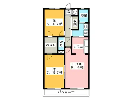 スイーツ・パシフィコ(2LDK/4階)の間取り写真