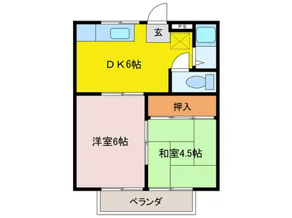 サントピアみそや(2DK/2階)の間取り写真