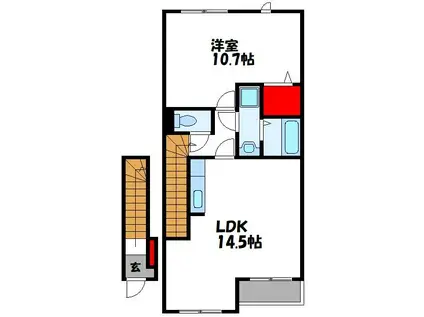 クレールB(1LDK/2階)の間取り写真