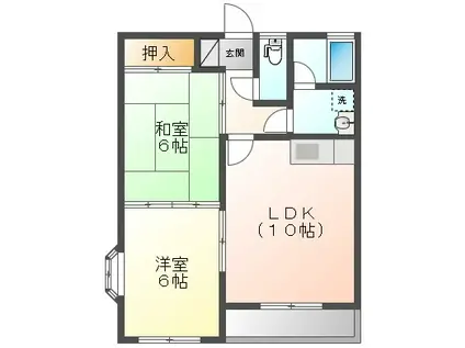 ヴィレッジ小畑(2LDK/2階)の間取り写真