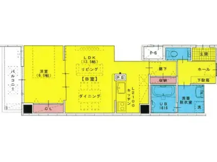 SUNNY SIDE 生玉(2LDK/4階)の間取り写真