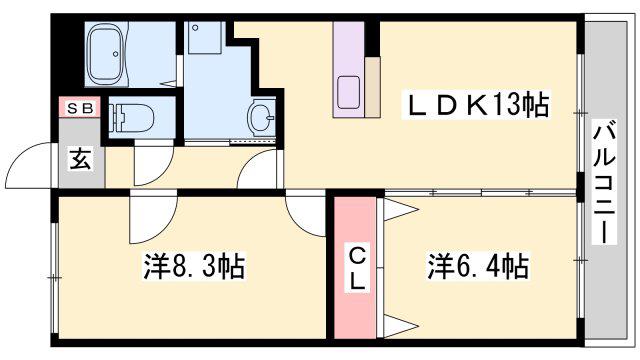 智頭急行 苔縄駅 徒歩22分 3階建 築25年(2LDK/2階)の間取り写真