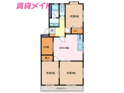 パルモアストーク(3SDK/1階)の間取り写真