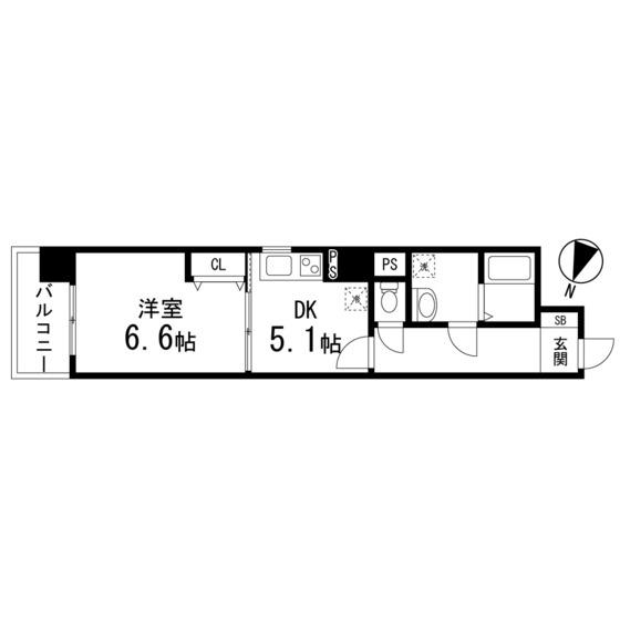 HF仙台五橋レジデンス(1DK/9階)の間取り写真