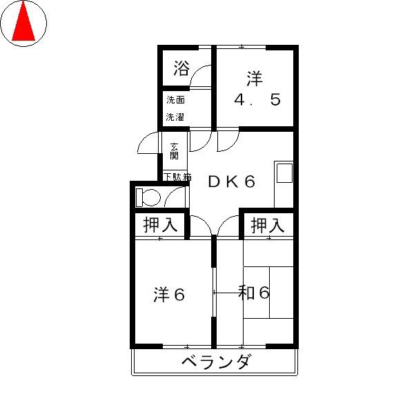 ガーデンヒルズ平野(3DK/3階)の間取り写真