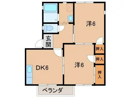 コスモ・スペース11 AB(2DK/2階)の間取り写真