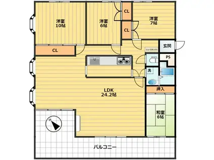 ヴェルデ山王(4LDK/2階)の間取り写真