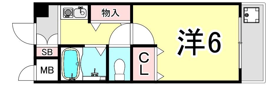 ヴィヴァン西宮(1K/3階)の間取り写真