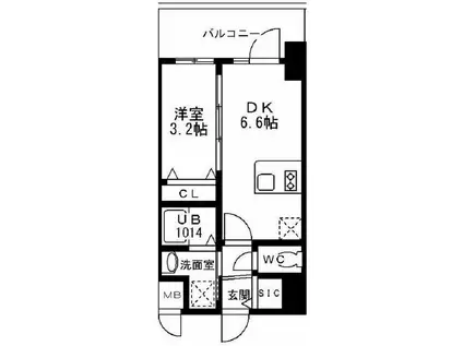 SOFIA住吉大社(1DK/7階)の間取り写真