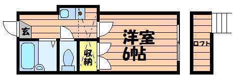 クラシキ日ノ出ヴィラ(1K/2階)の間取り写真
