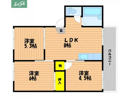 メゾンドリーム(3LDK/2階)の間取り写真