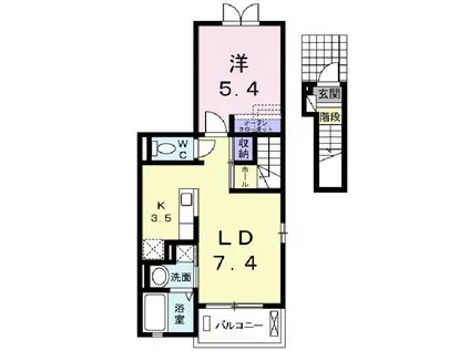 レーベン59(1LDK/2階)の間取り写真