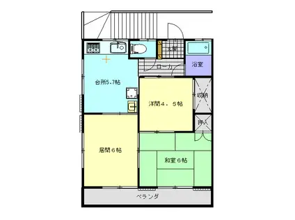 コーポタケオ(3DK/2階)の間取り写真