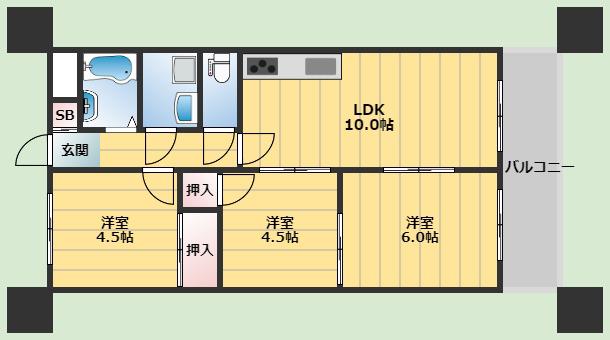 ヴィラみどり(3LDK/1階)の間取り写真