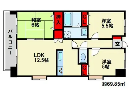 オータムパレス(3LDK/3階)の間取り写真